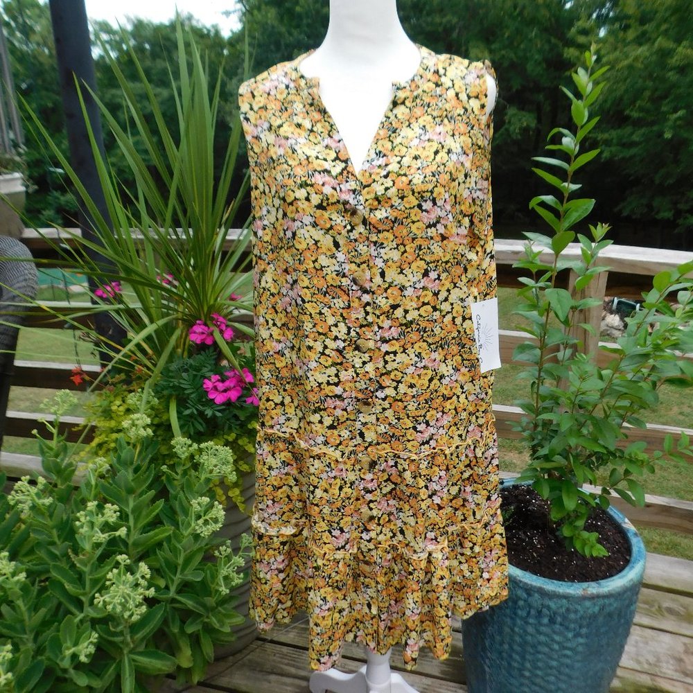 California Bay Co. Floral Summer Dress, Size L